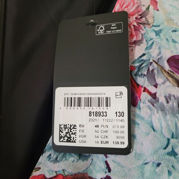 Ulla Popken Maxi Dress Plus Size 18 Floral Flowy V Neck Lined Tie Back Nwt - Picture 4 of 9